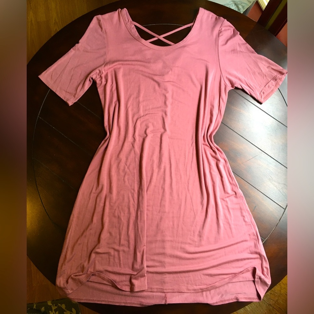 Olivia Rae Dusty Rose T-Shirt Dress - L